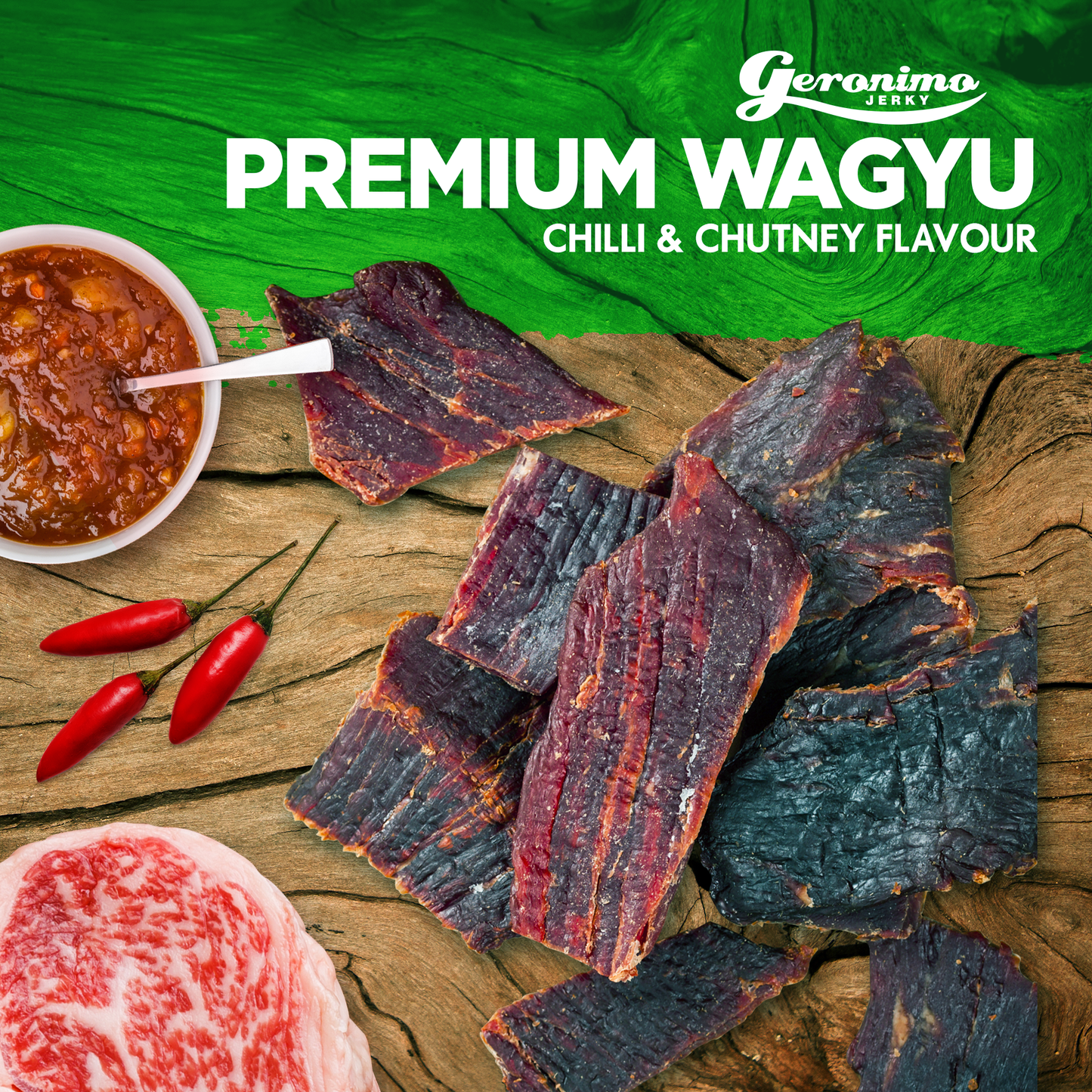 Geronimo Jerky - Wagyu Beef Jerky - Chilli Chutney